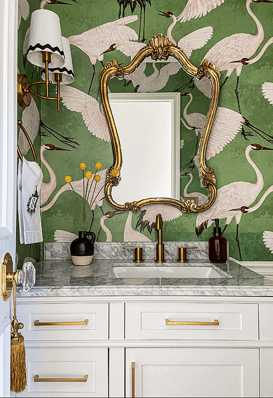 Northbrook Bathroom Renovation, beautiful heron bird wallpaper