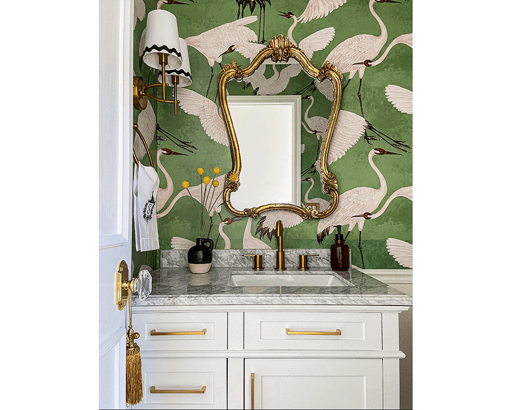 Northbrook Bathroom Renovation, beautiful heron bird wallpaper